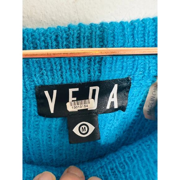 VEDA Blue Ombre Striped 100% Alpaca Wool Long Sleeve Ranch Road Sweater sz M - Picture 4 of 12